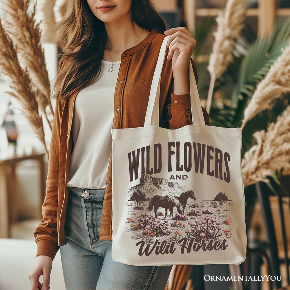 Wild Flowers & Wild Horses Canvas Tote, view 10