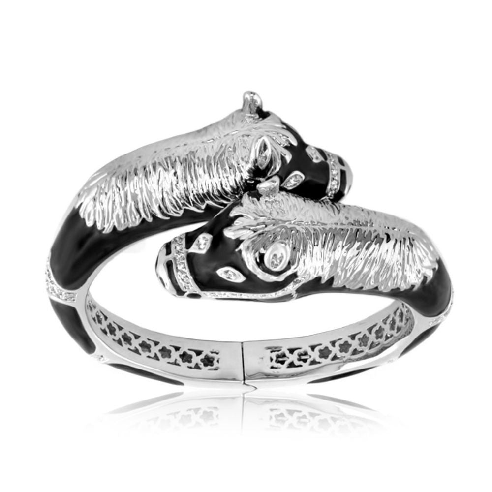 Lauren G Adams Crossover Horse Heads Enamel Bangle, view 9
