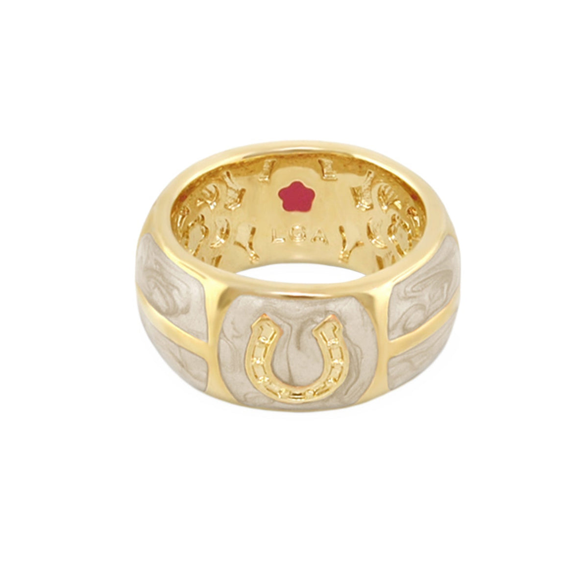 Lauren G Adams Wide Horseshoe Enamel Ring in White