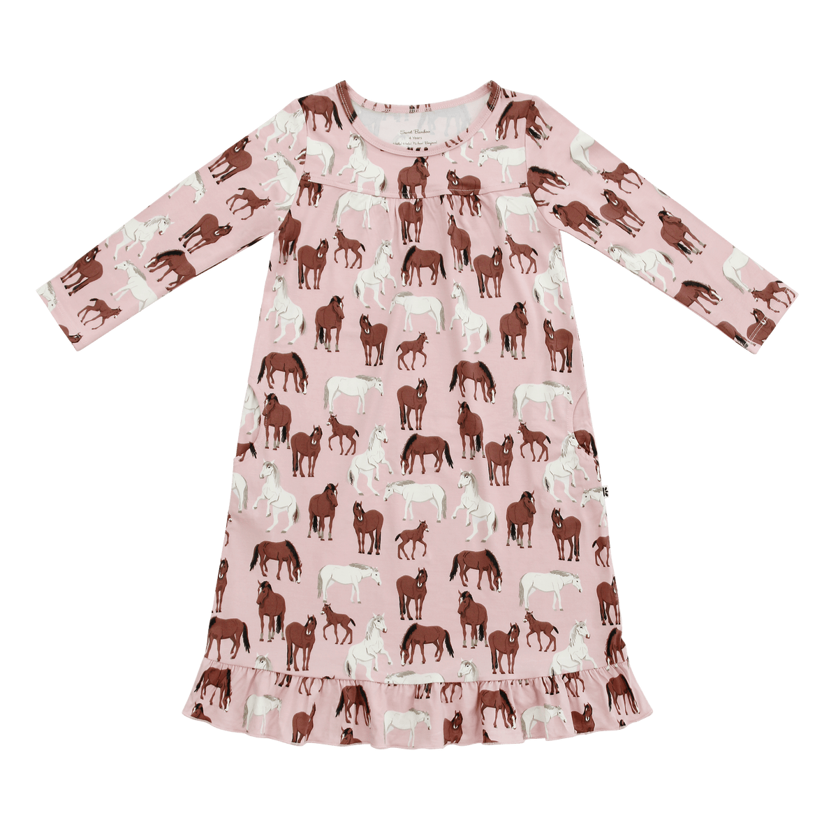 Pink dress with horse pattern on a transparent background