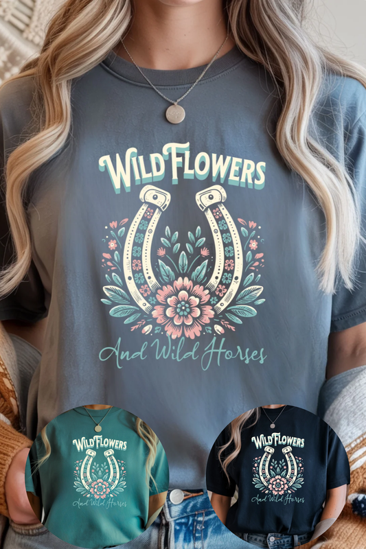 Wild Horses & Flowers Graphic Tee