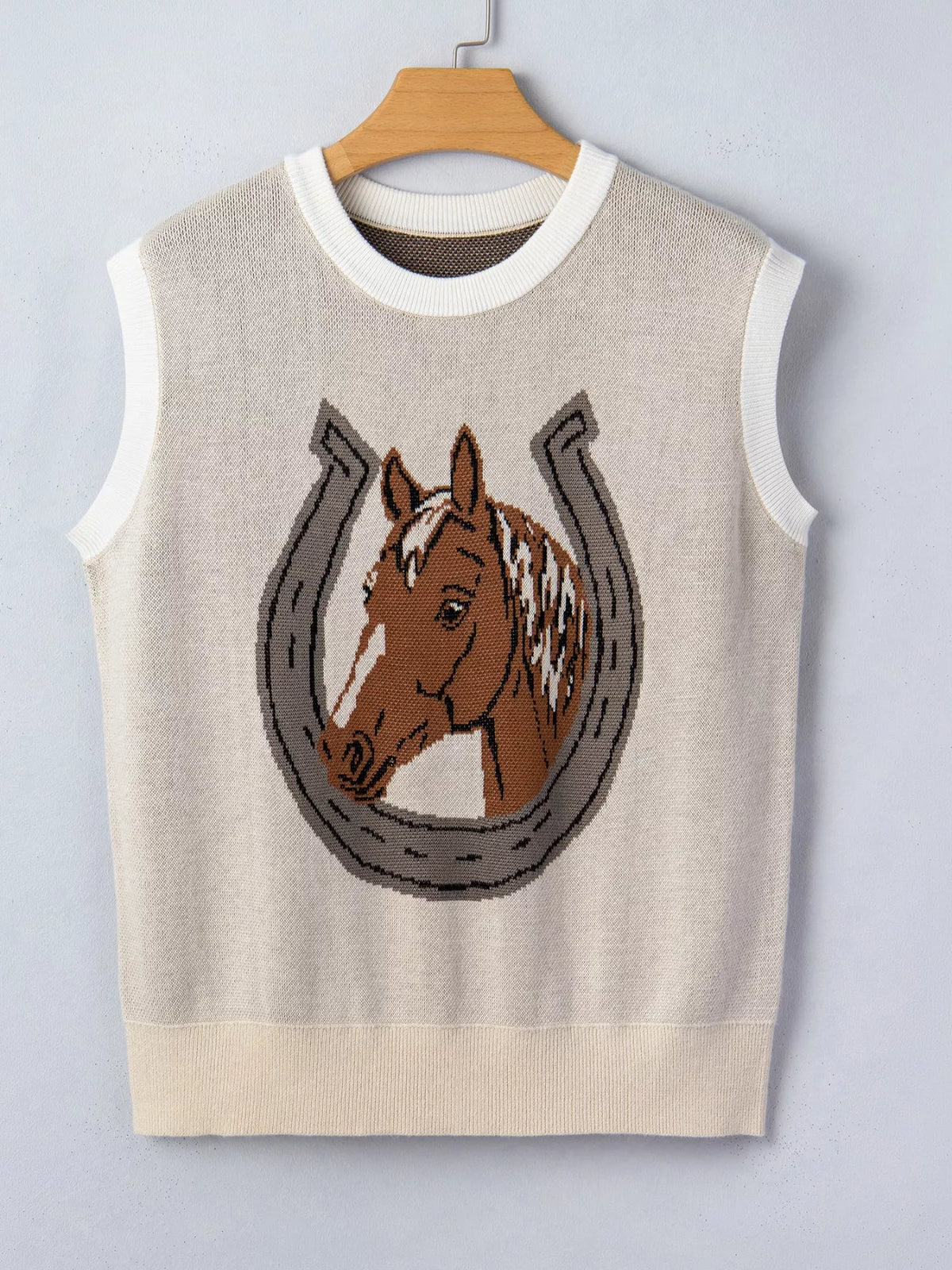 Horseshoe Print Sleeveless Sweater, view 7