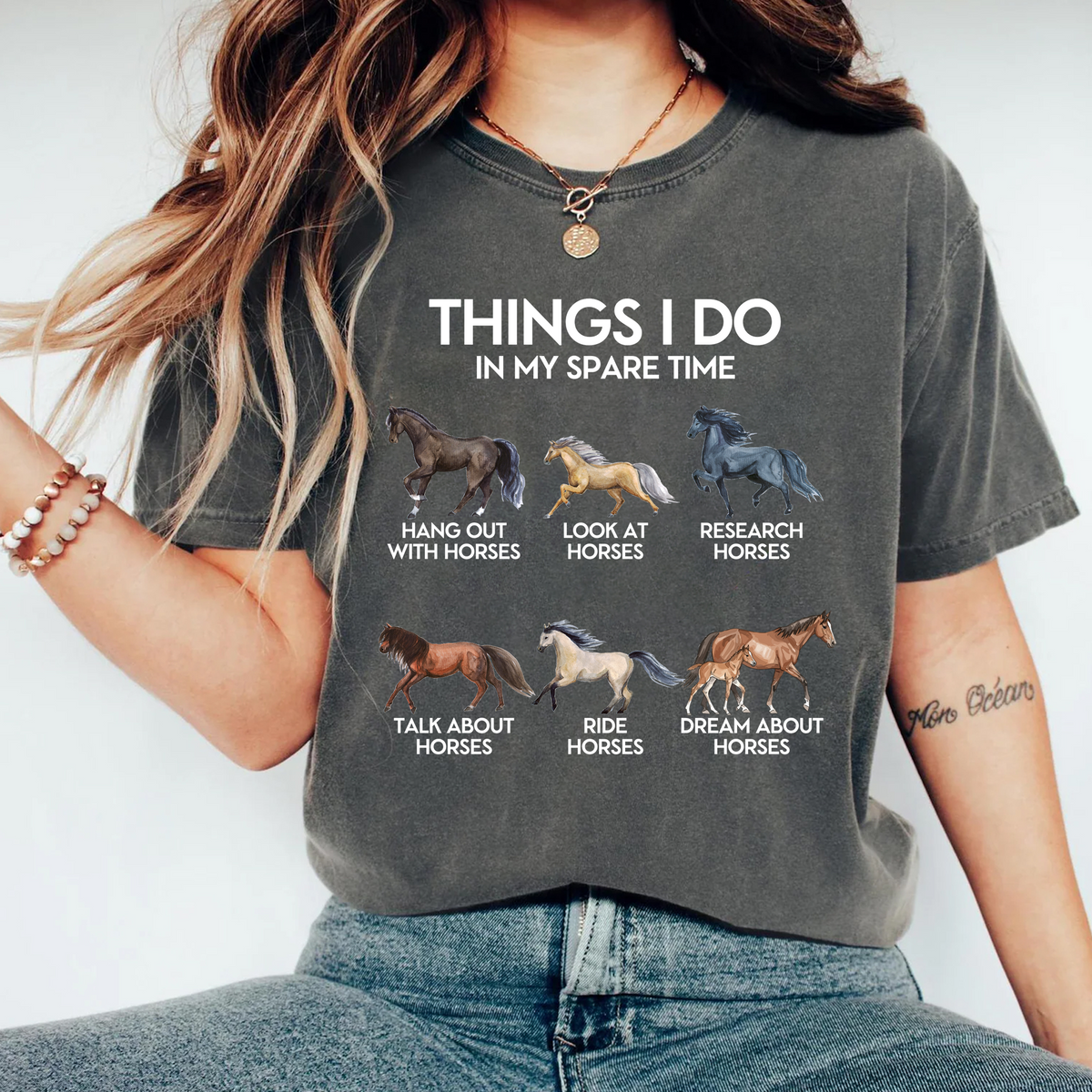 Things I Do in My Spare Time Horse Tee, view 2
