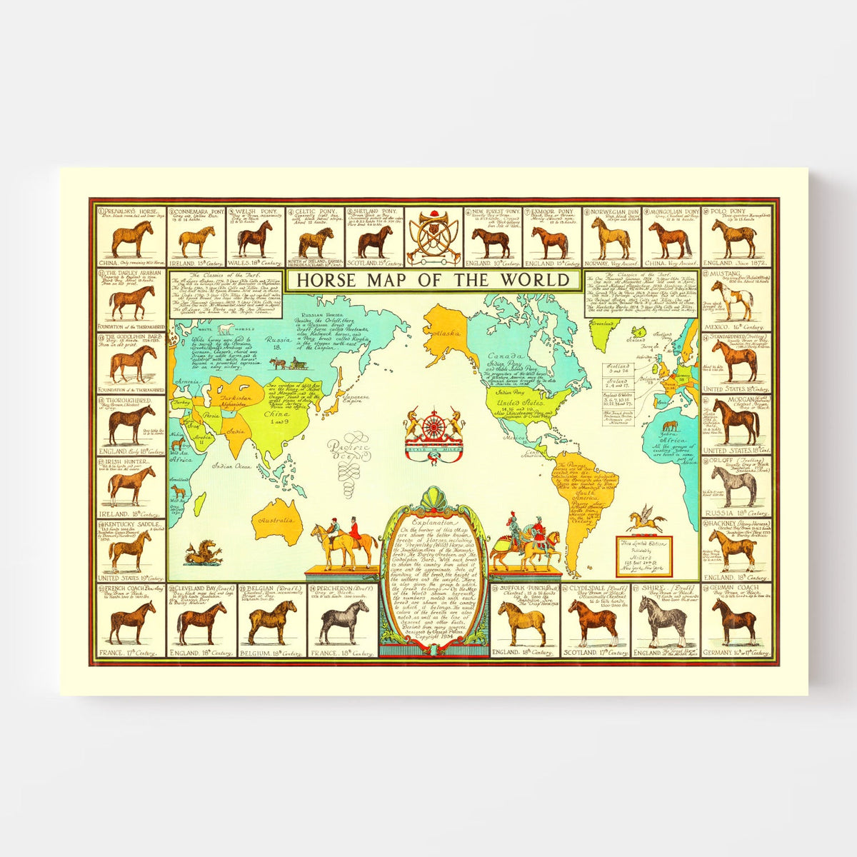World Map of Horses, 1934