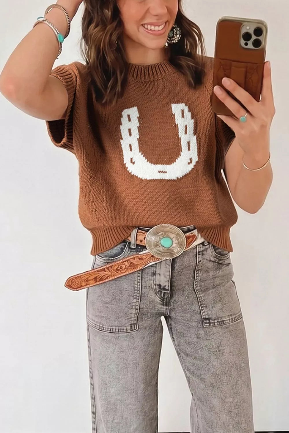 Western Horseshoe Knit Sweater, view 5
