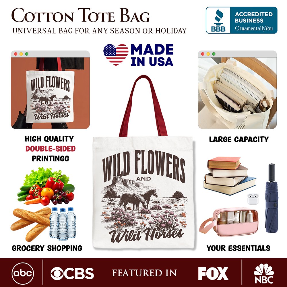 Wild Flowers & Wild Horses Canvas Tote, view 2