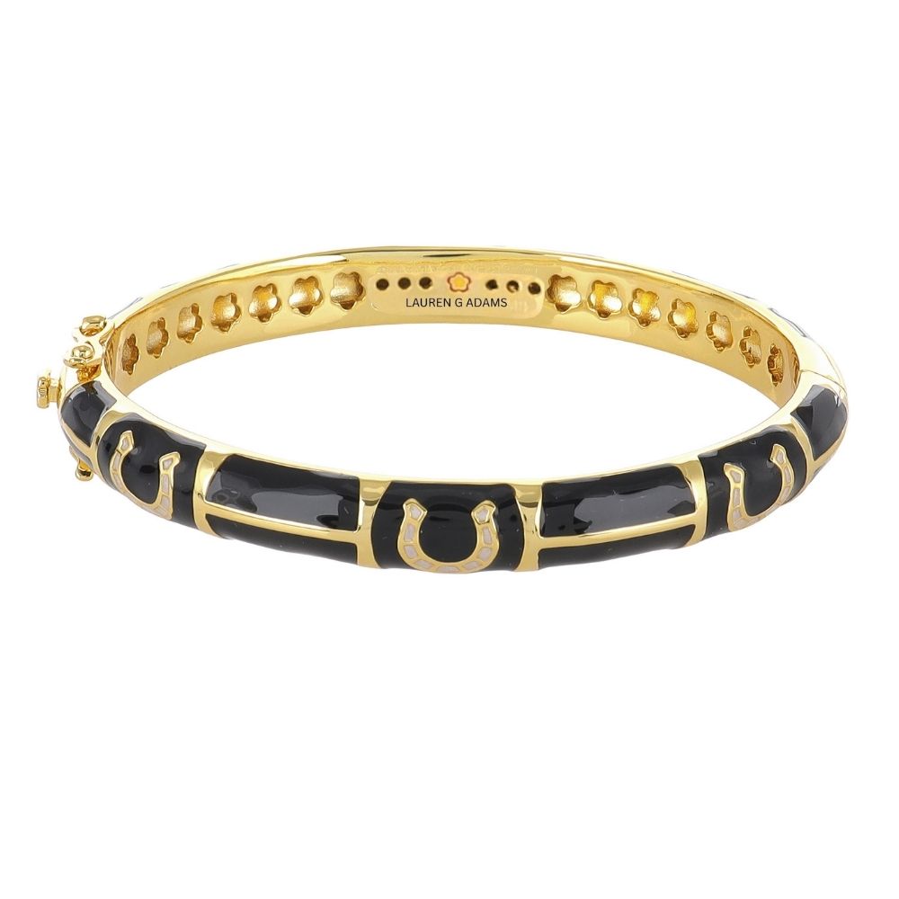 Lauren G Adams Horseshoe Hinged Enamel Bangle, 8 Colors in Black