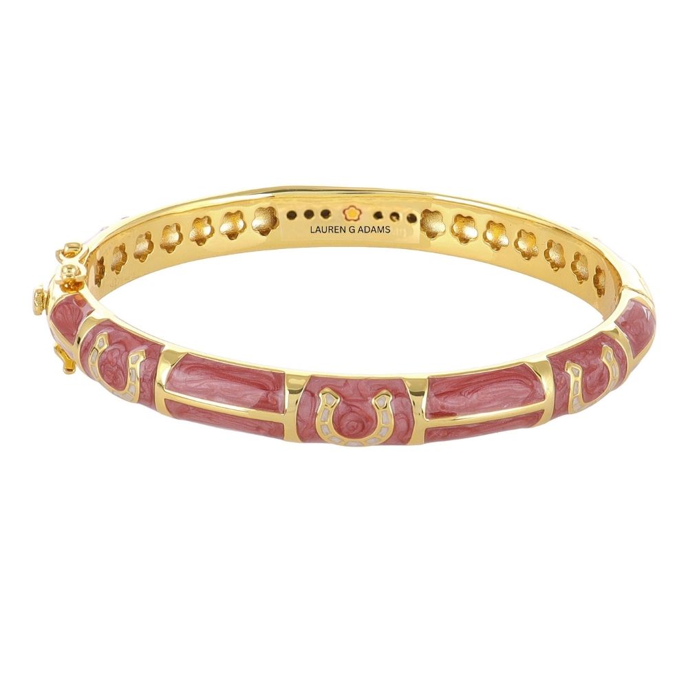 Lauren G Adams Horseshoe Hinged Enamel Bangle, 8 Colors in Juicy Orange