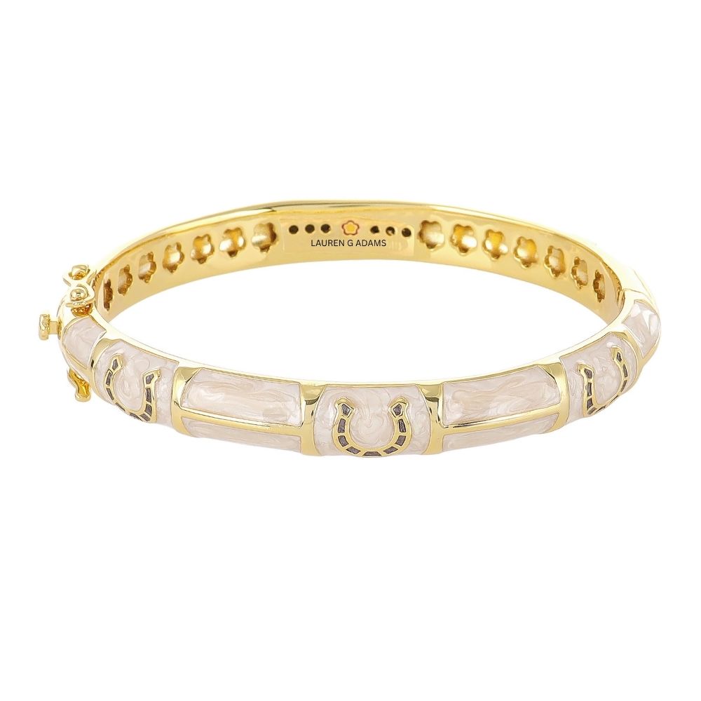Lauren G Adams Horseshoe Hinged Enamel Bangle, 8 Colors in White