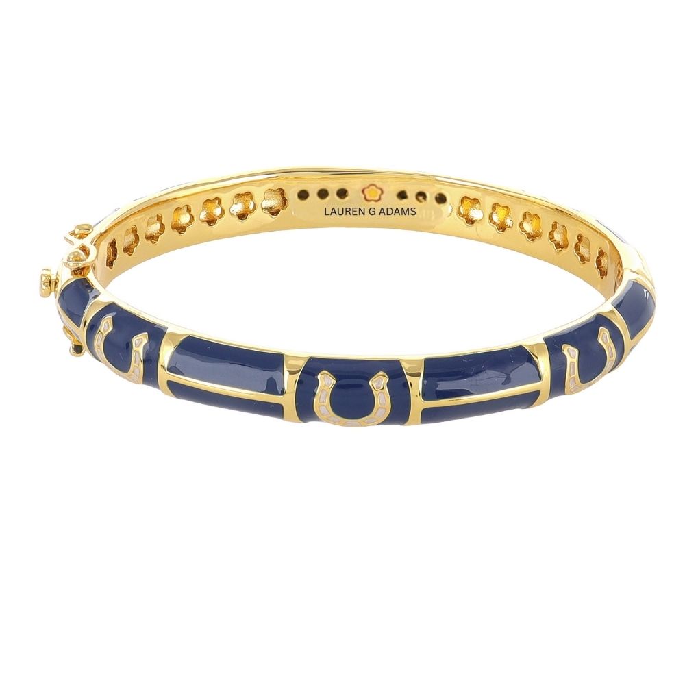 Lauren G Adams Horseshoe Hinged Enamel Bangle, 8 Colors in Navy Blue