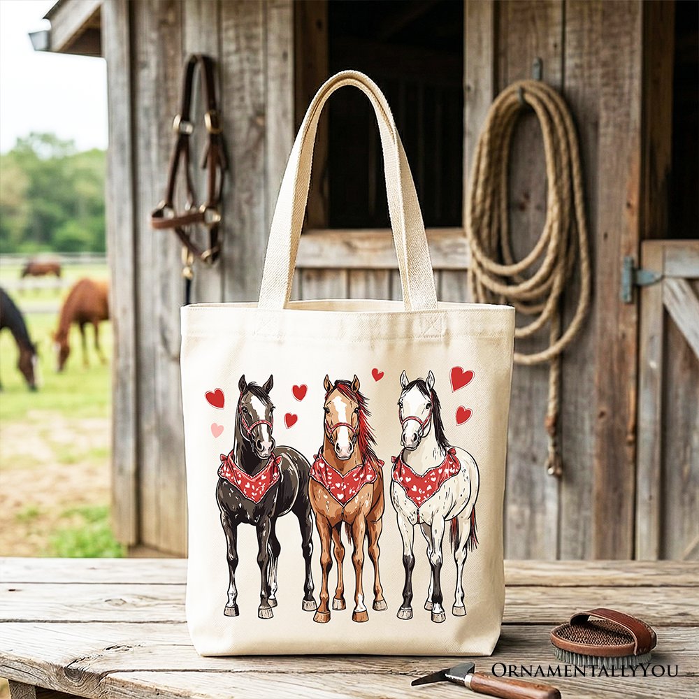 Valentine Horses Western Tote Bag in Beige