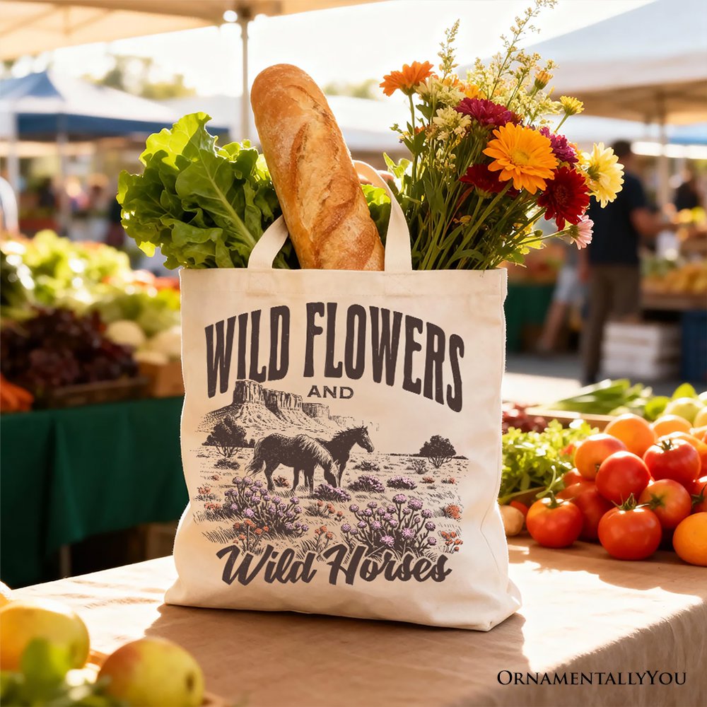 Wild Flowers & Wild Horses Canvas Tote, view 6