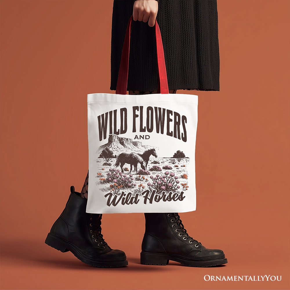 Wild Flowers & Wild Horses Canvas Tote, view 7