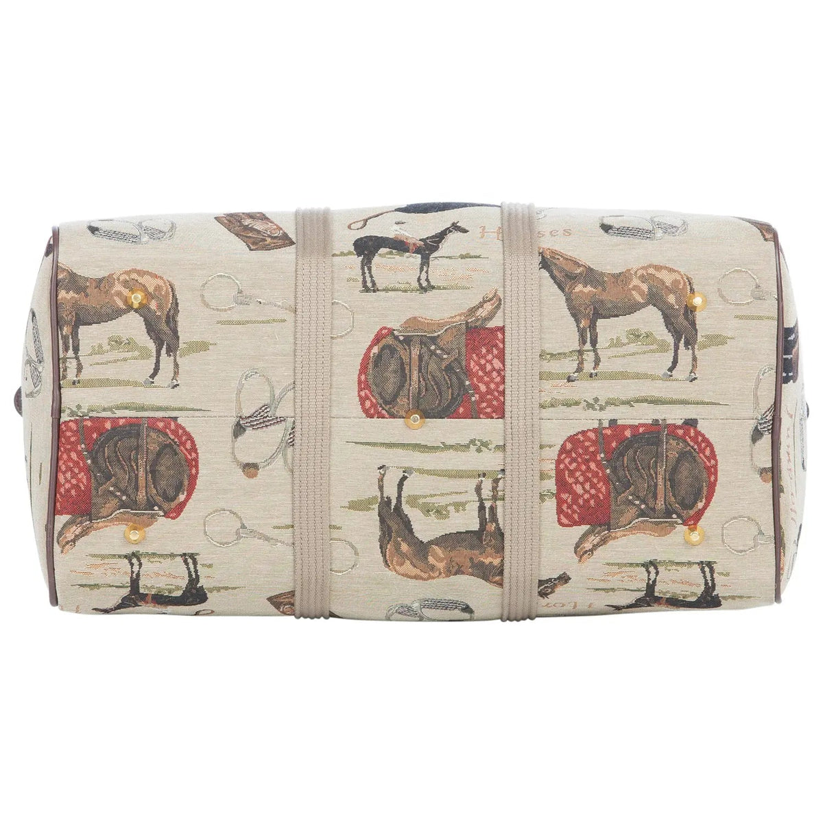  cylindrical bag with horse pattern on a white background