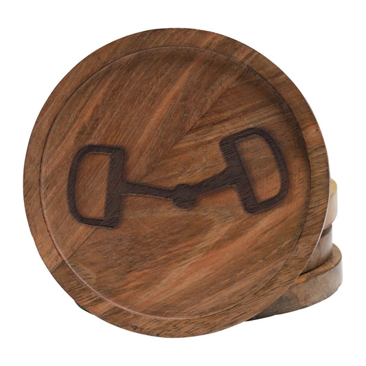 Huntley Equestrian Horse Bit Wooden Coasters, Set of 4