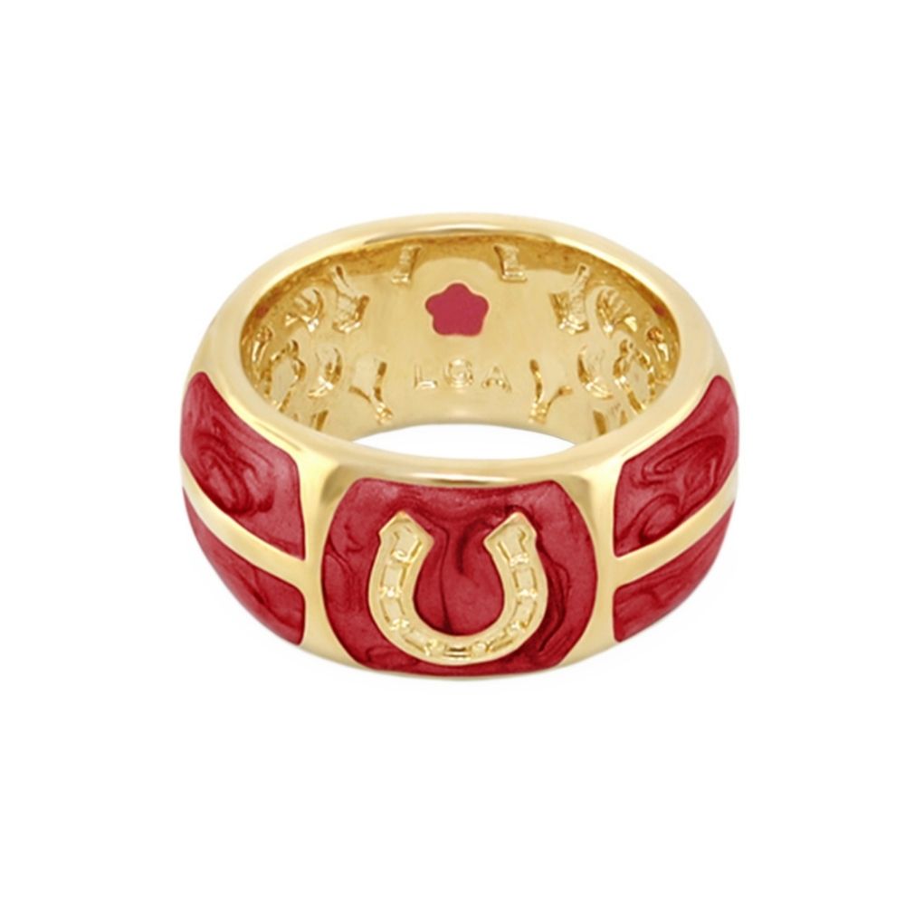 Lauren G Adams Wide Horseshoe Enamel Ring in Deep Port