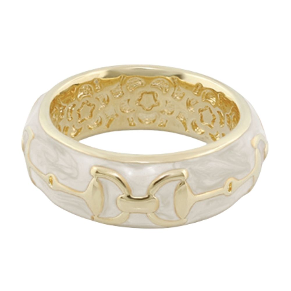 Lauren G Adams stirrup enamel ring in Beige, gold plated