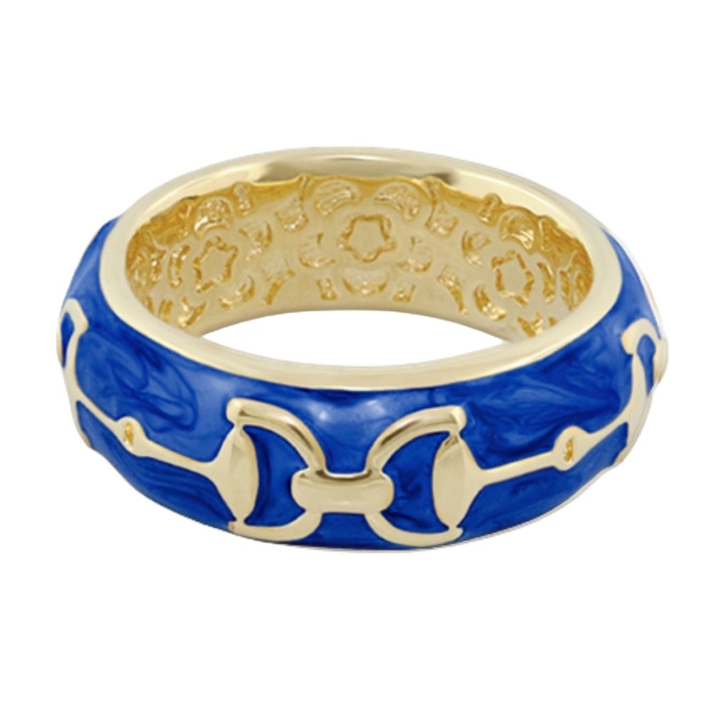 Lauren G Adams stirrup enamel ring in Blue, gold plated