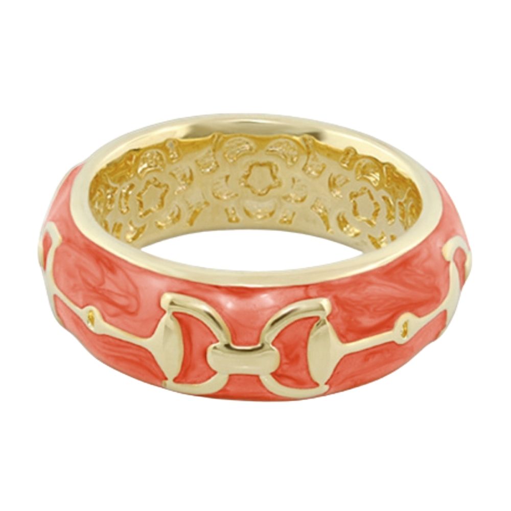 Lauren G Adams stirrup enamel ring in Orange, gold plated