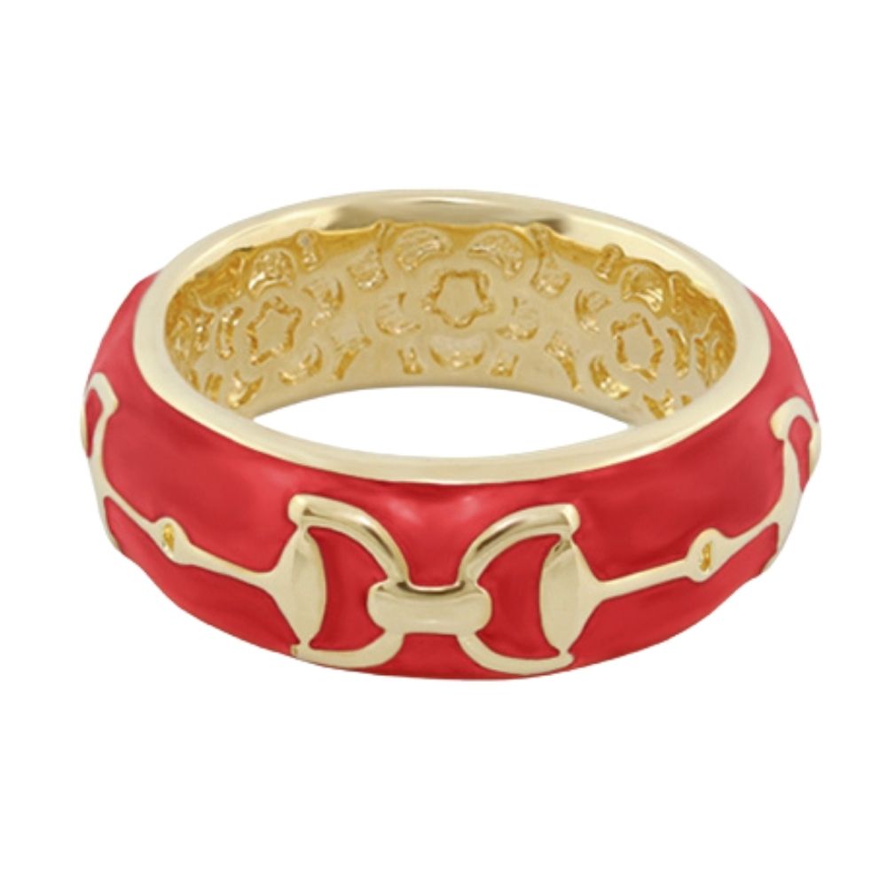 Lauren G Adams stirrup enamel ring in Red, gold plated