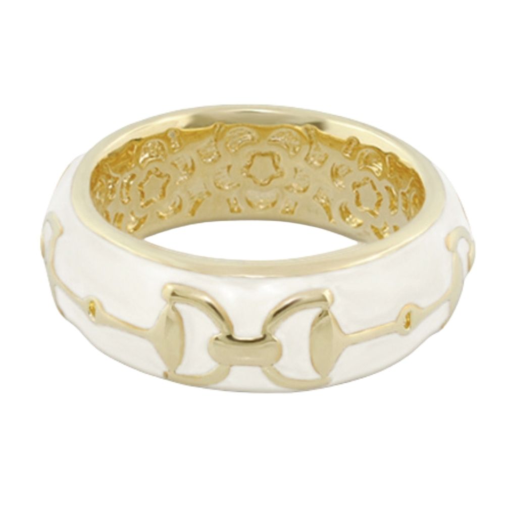 Lauren G Adams stirrup enamel ring in White, gold plated