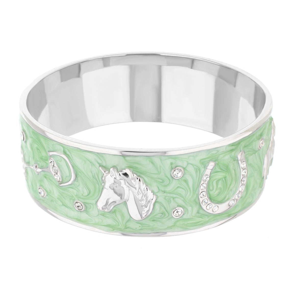 Lauren G Adams Russet Horse Head Enamel Bangle in Blue 07, rhodium plated