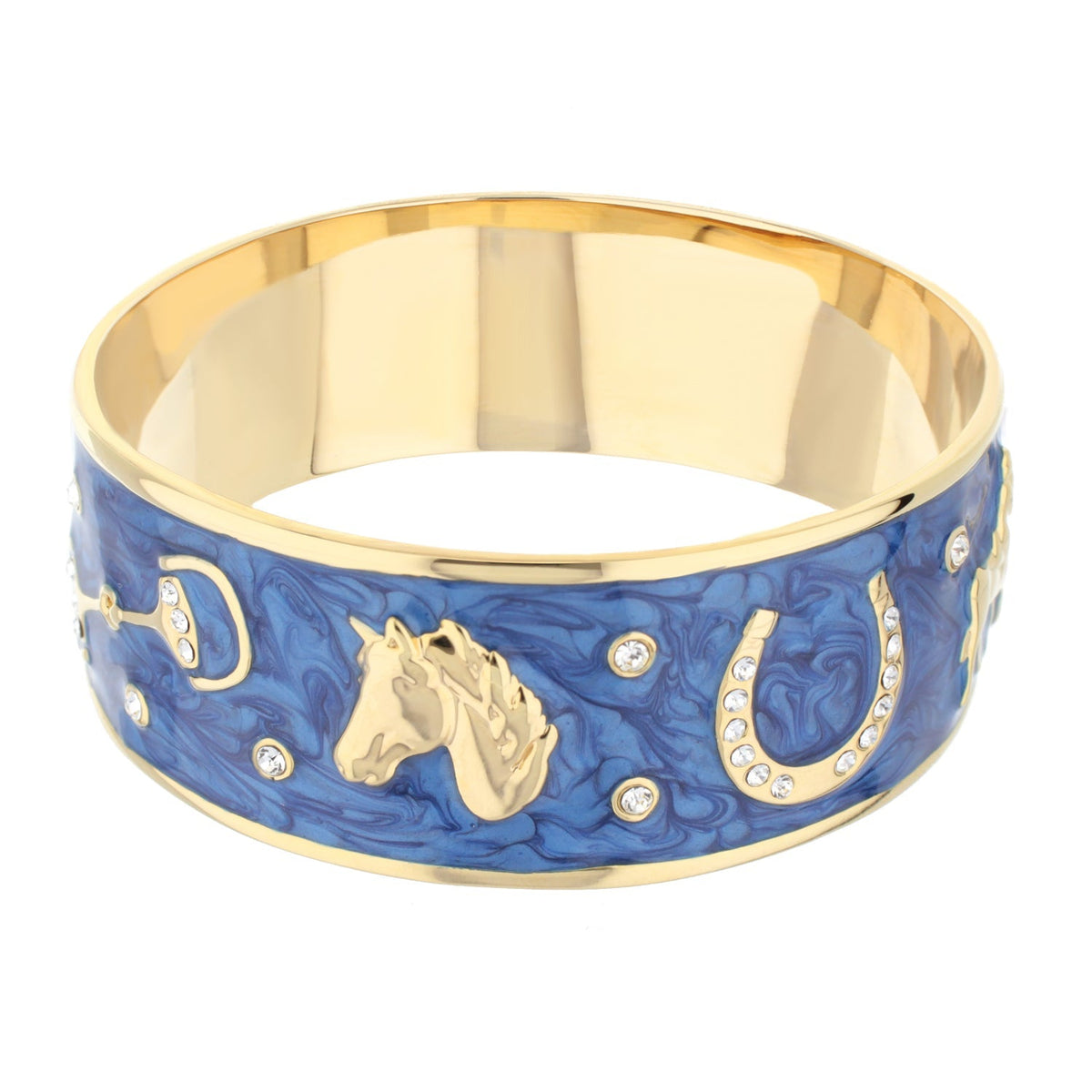 Lauren G Adams Russet Horse Head Enamel Bangle in Blue 37, gold plated