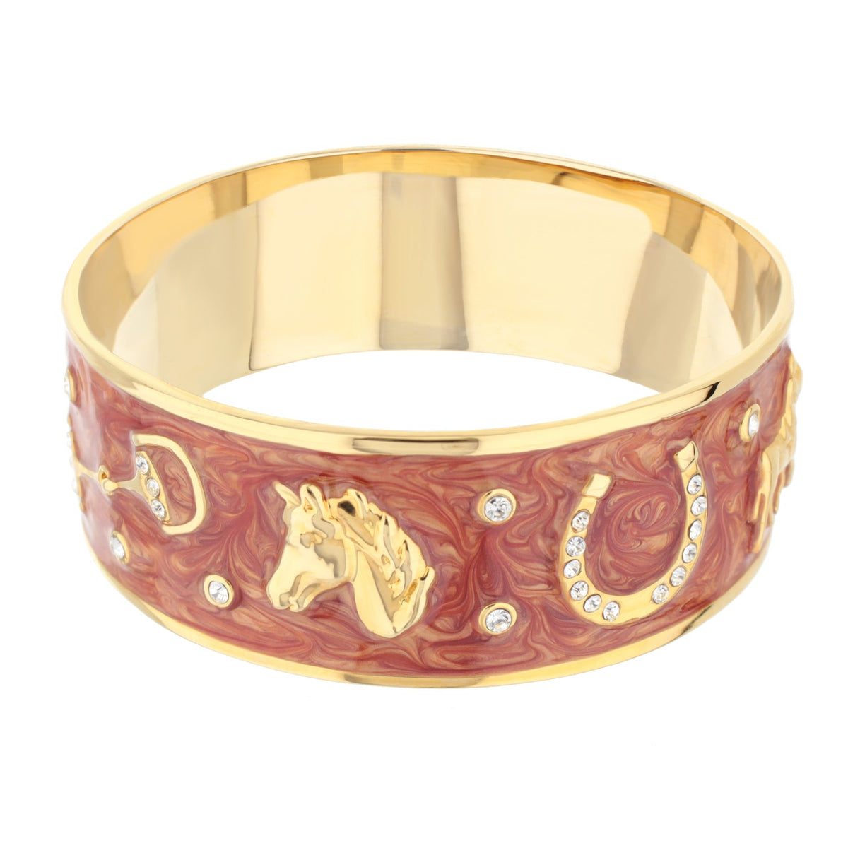 Lauren G Adams Russet Horse Head Enamel Bangle in Brown, gold plated