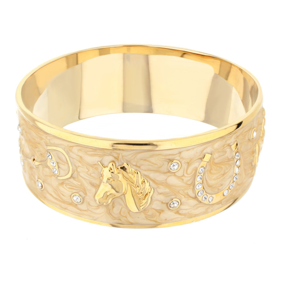 Lauren G Adams Russet Horse Head Enamel Bangle in Mustard, gold plated