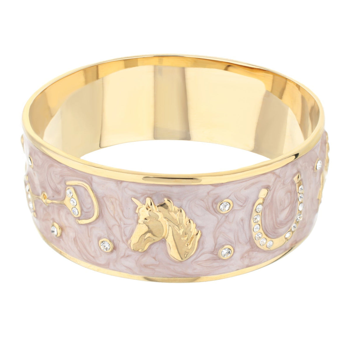 Lauren G Adams Russet Horse Head Enamel Bangle in Pink, gold plated