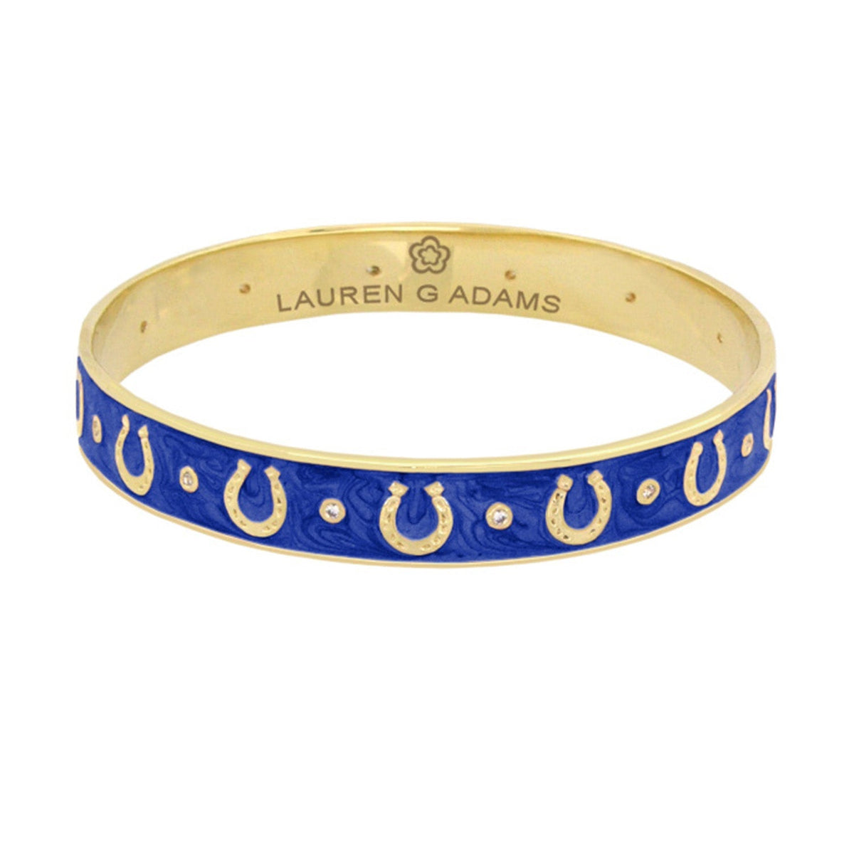 Lauren G Adams Horseshoe Enamel CZ Bangle in Blue 37, gold plated