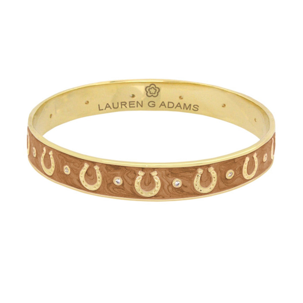 Lauren G Adams Horseshoe Enamel CZ Bangle in Brown, gold plated