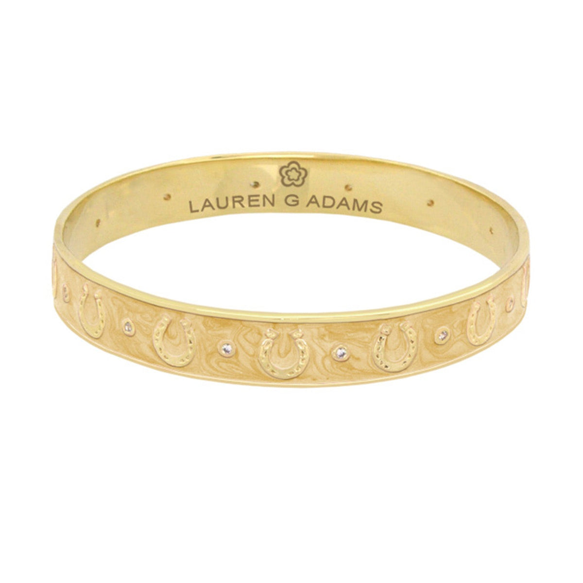 Lauren G Adams Horseshoe Enamel CZ Bangle in Mustard, gold plated