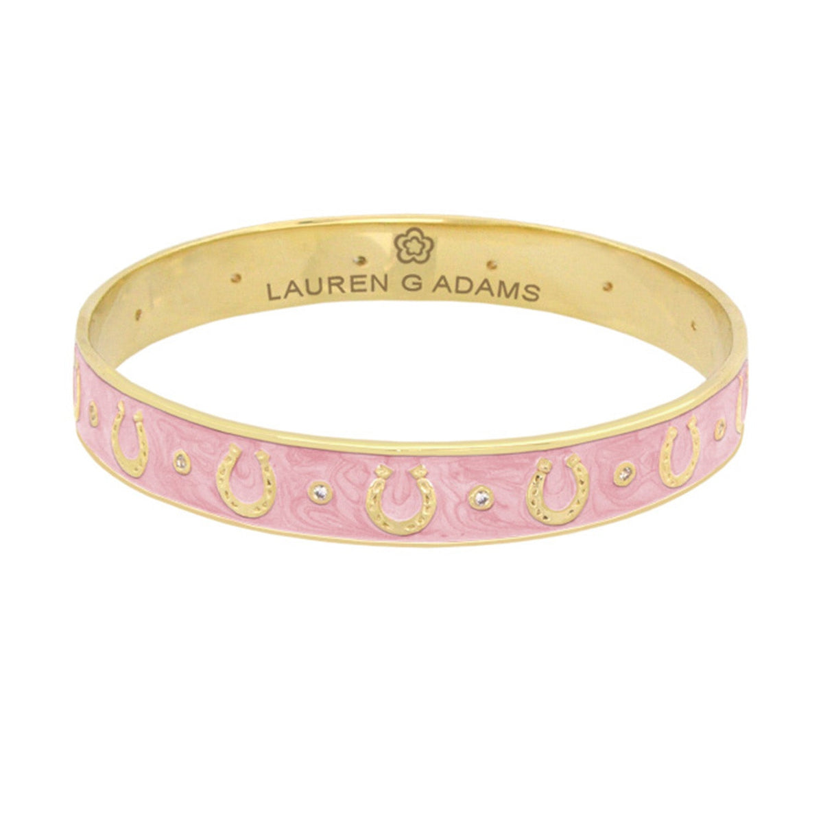 Lauren G Adams Horseshoe Enamel CZ Bangle in Pink, gold plated