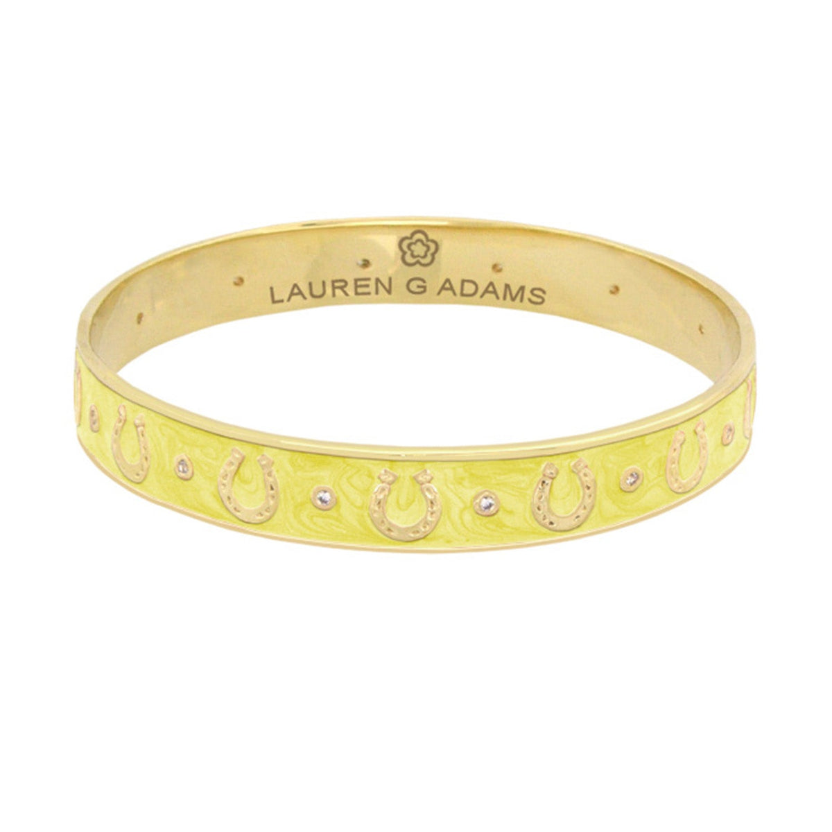 Lauren G Adams Horseshoe Enamel CZ Bangle in Yellow, gold plated