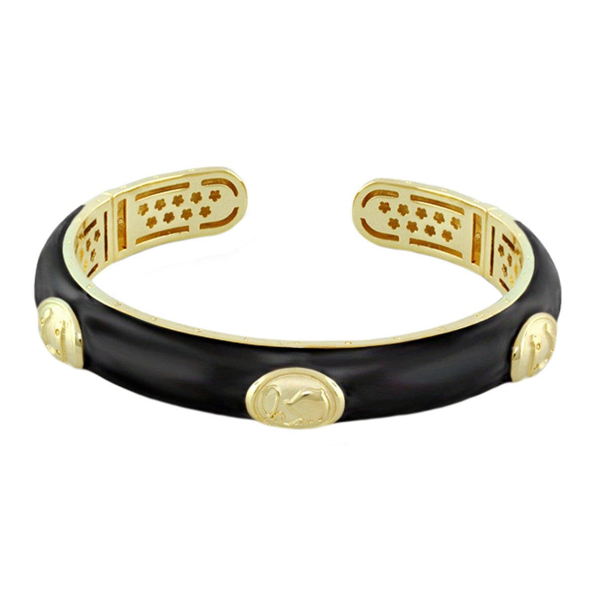 Lauren G Adams Horse Medallion Hinged Enamel Bangle in Black