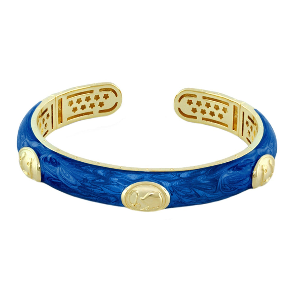 Lauren G Adams Horse Medallion Hinged Enamel Bangle in Blue
