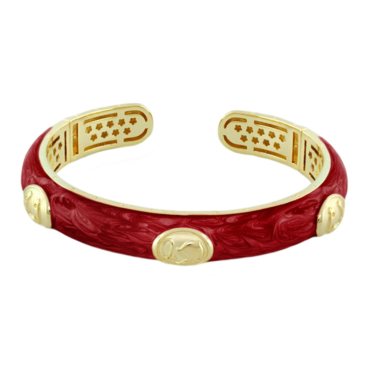 Lauren G Adams Horse Medallion Hinged Enamel Bangle in Deep Port