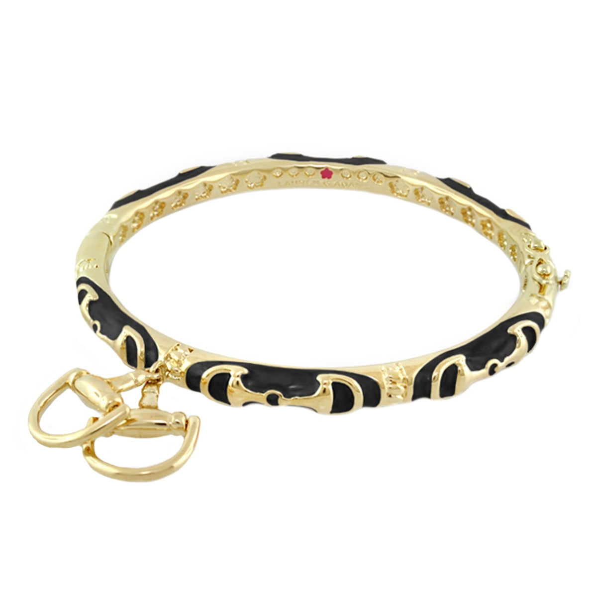 Lauren G Adams Horsebit Charm Enamel Bangle in Black