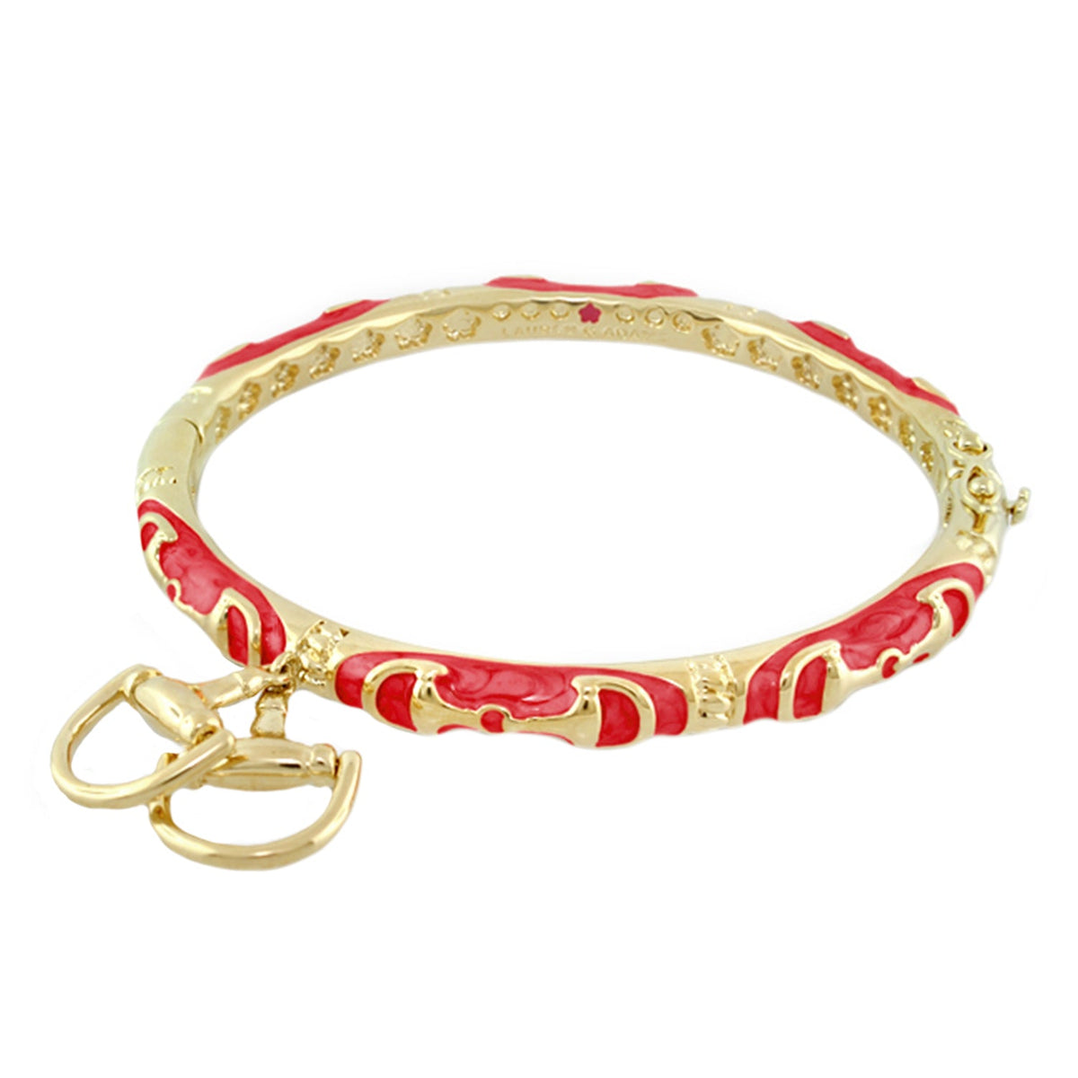 Lauren G Adams Horsebit Charm Enamel Bangle in High Risk Red
