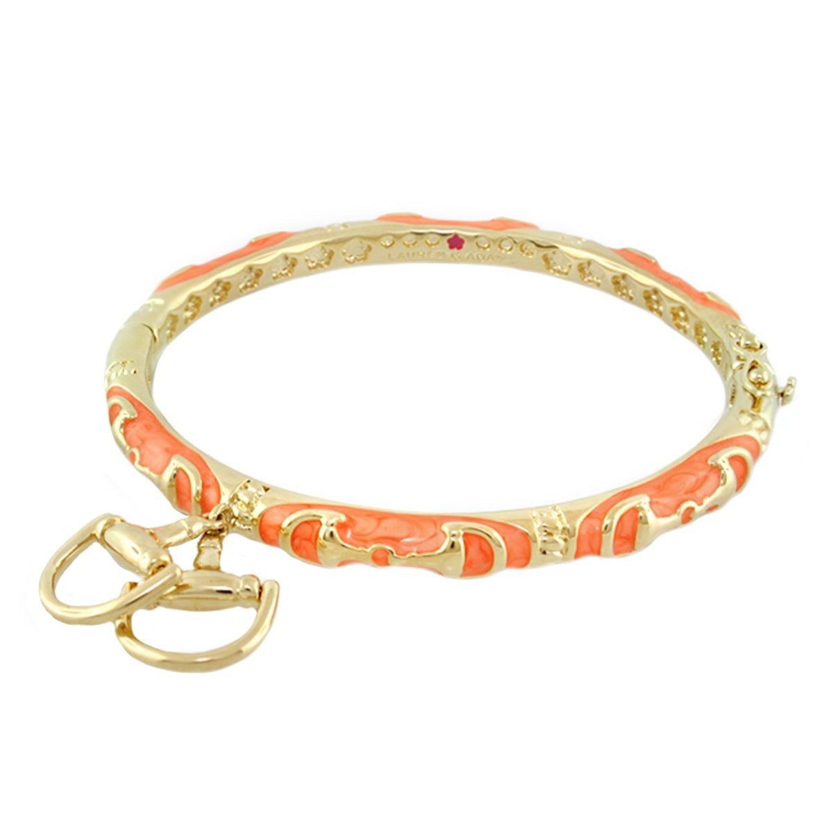Lauren G Adams Horsebit Charm Enamel Bangle in Orange