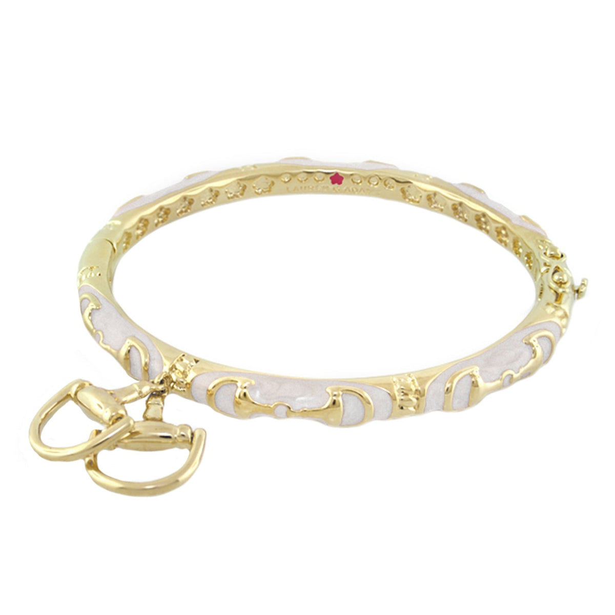 Lauren G Adams Horsebit Charm Enamel Bangle in White