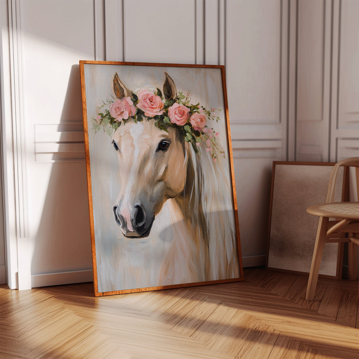 Floral Horse Wall Art with Pink Roses, view 7