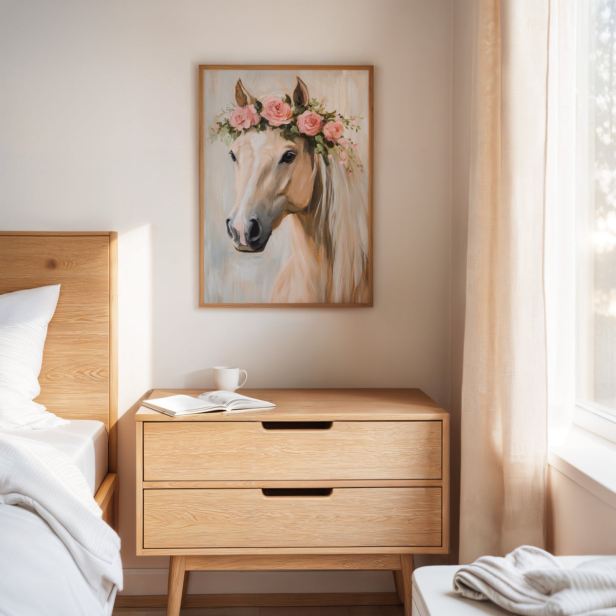 Floral Horse Wall Art with Pink Roses, view 5