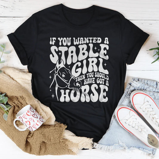 Stable Girl Funny Horse T-Shirt in Black Heather