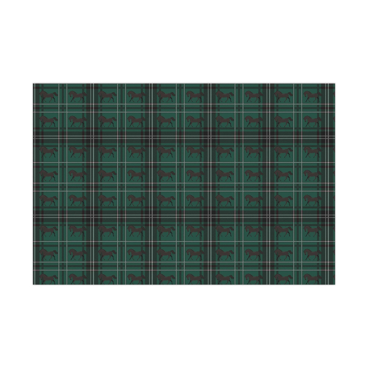 Green Plaid Horse Wrapping Paper