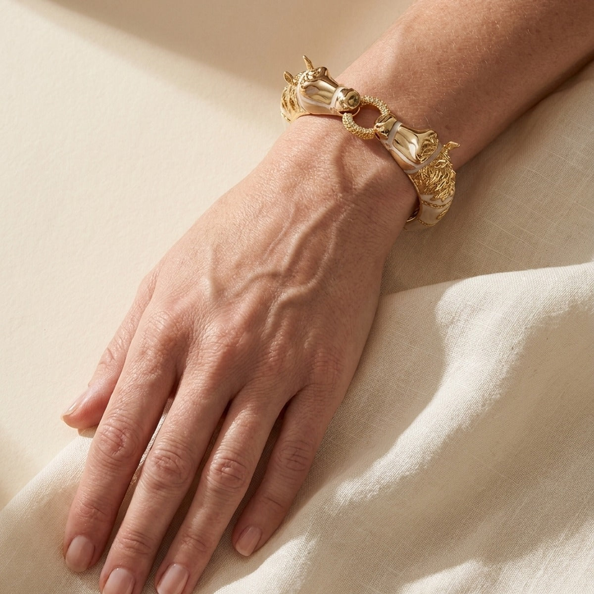 Lauren G Adams Pave Horse Heads Enamel Bangle, view 3