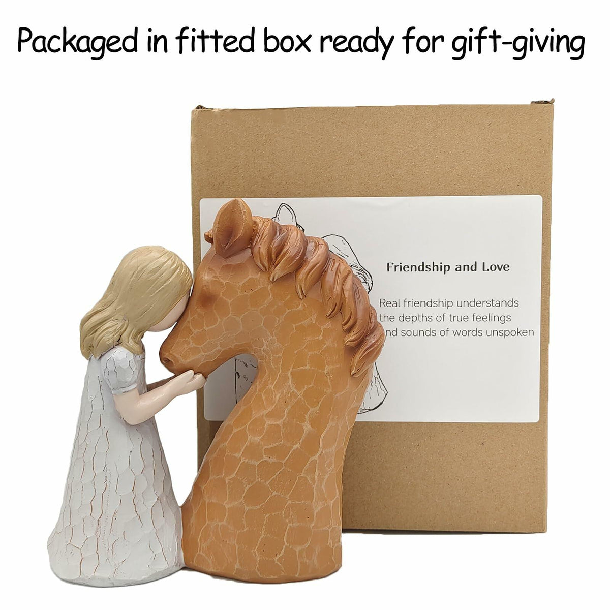 Horse Gifts Girl Embrace Horse Figurine Statue Home Decor Keepsake