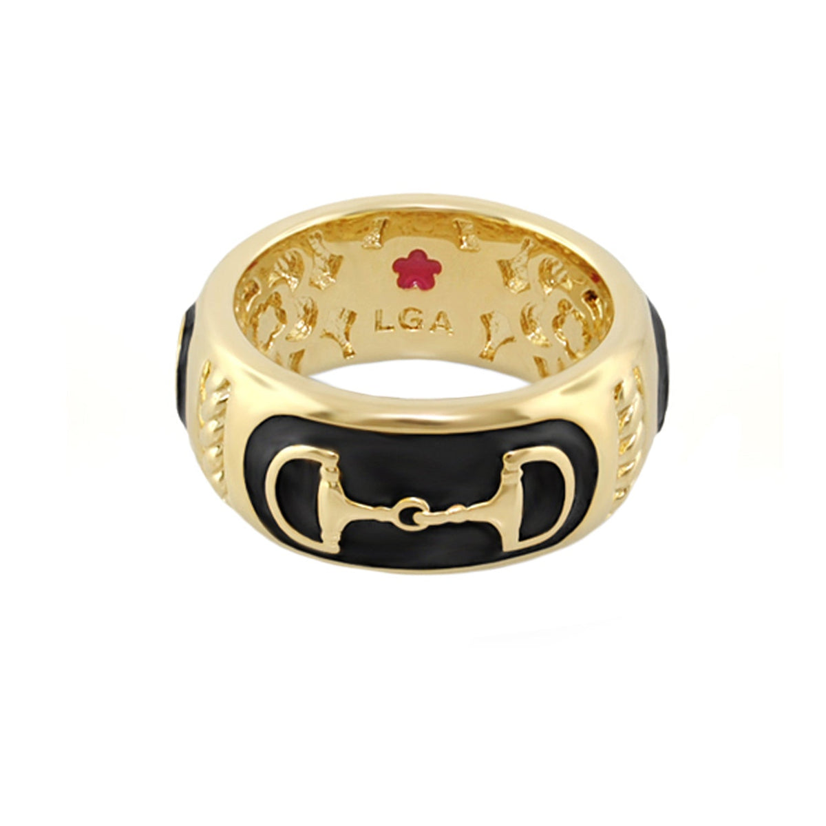 Lauren G Adams Wide Stirrup Enamel Ring with Horsebit, view 2