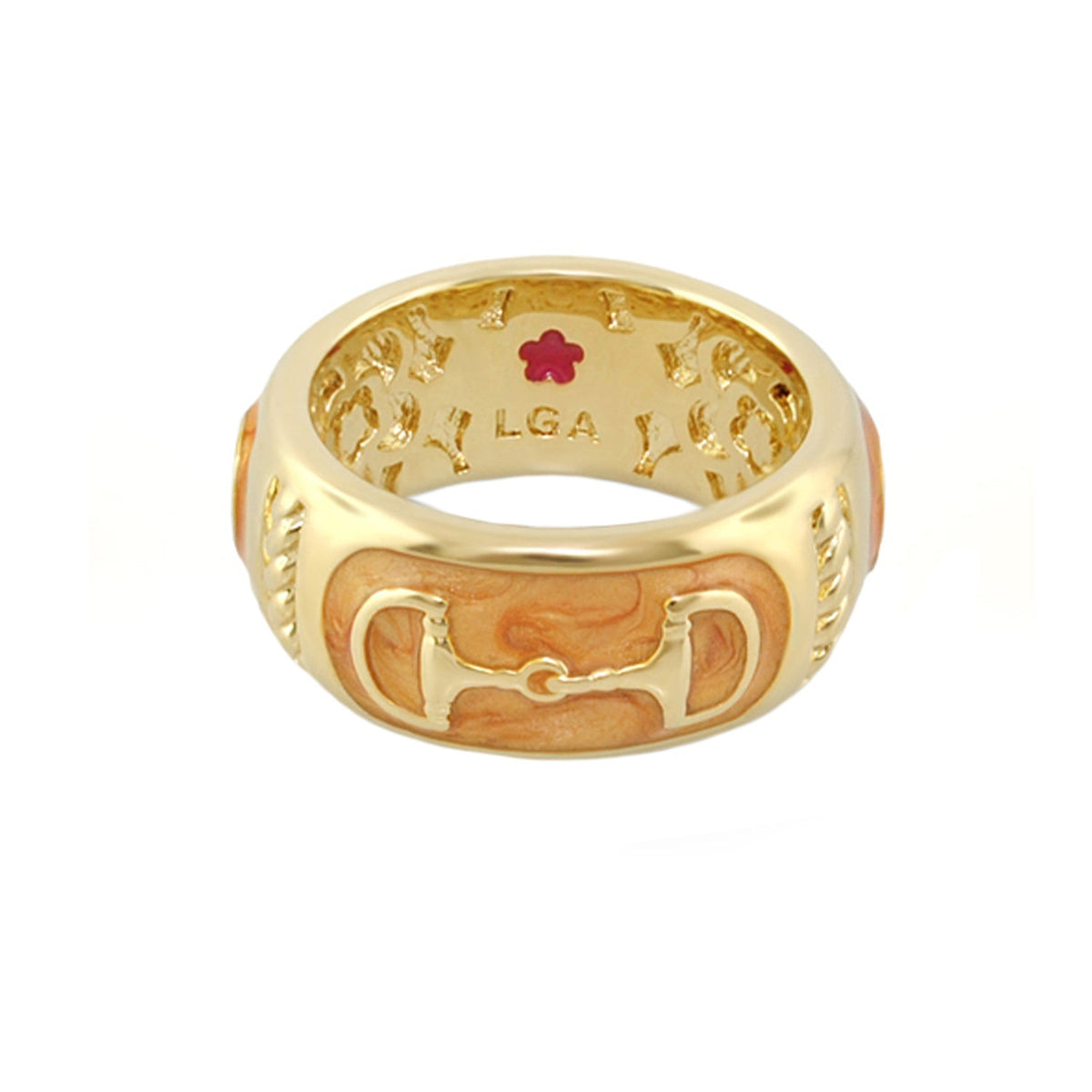 Lauren G Adams Wide Stirrup Enamel Ring with Horsebit in Honey